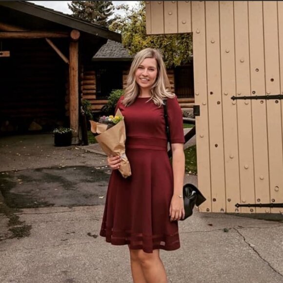 Calvin Klein Burgundy A-Line Dress - Picture 4 of 7